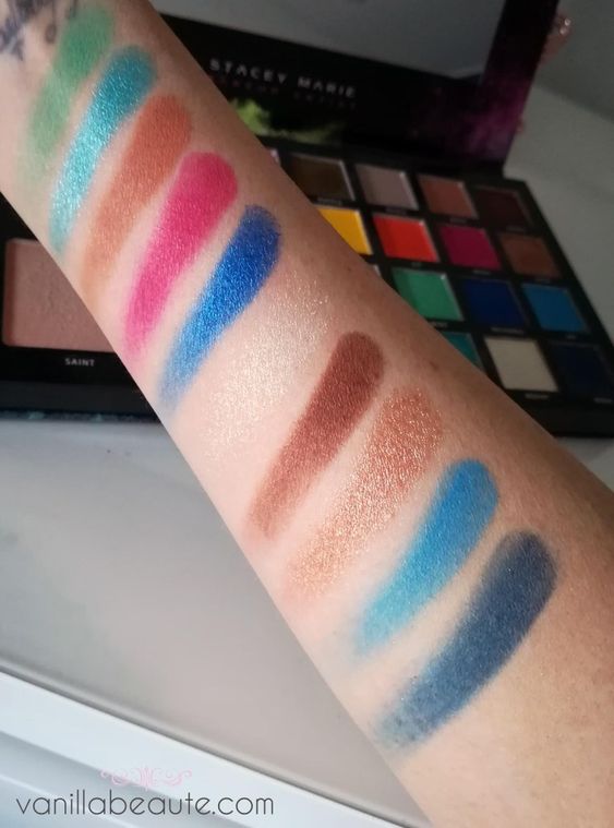 swatches Carnival palette BPerfect Cosmetics