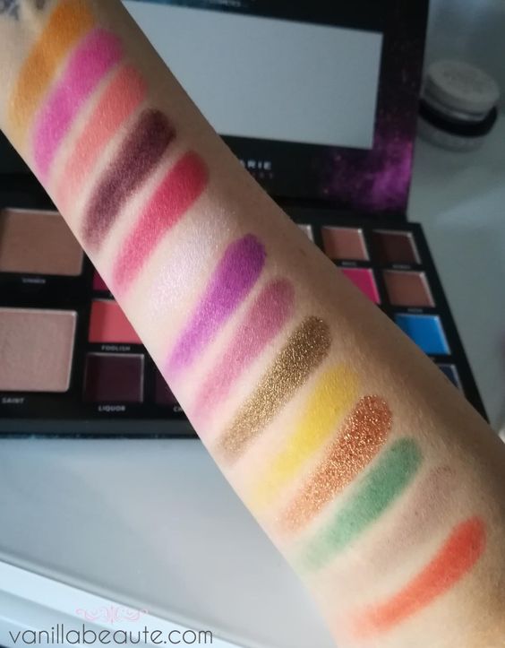 swatches Carnival palette BPerfect Cosmetics