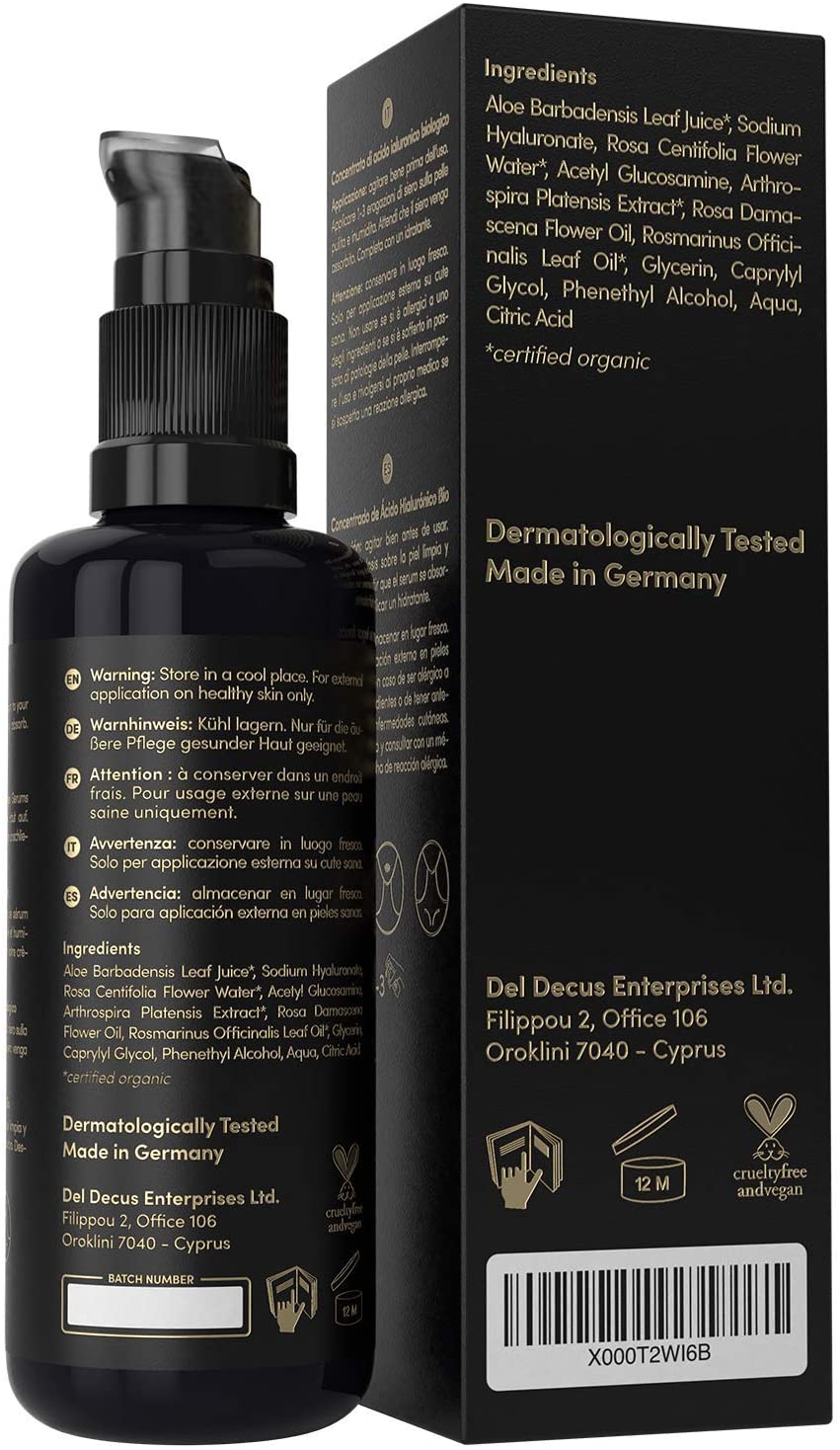 Sérum acide hyaluronique satin naturel composition