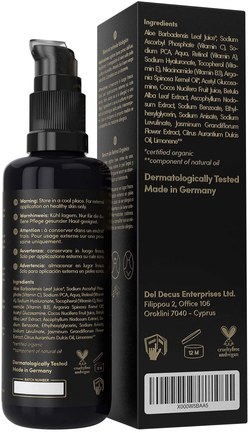 Sérum Rétinol satin naturel composition