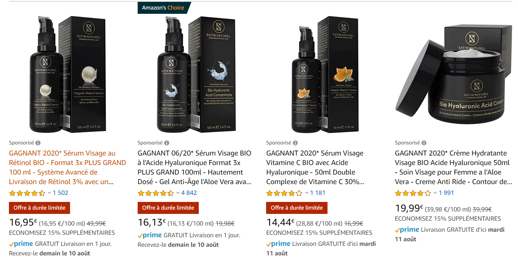 amazon satin naturel produit