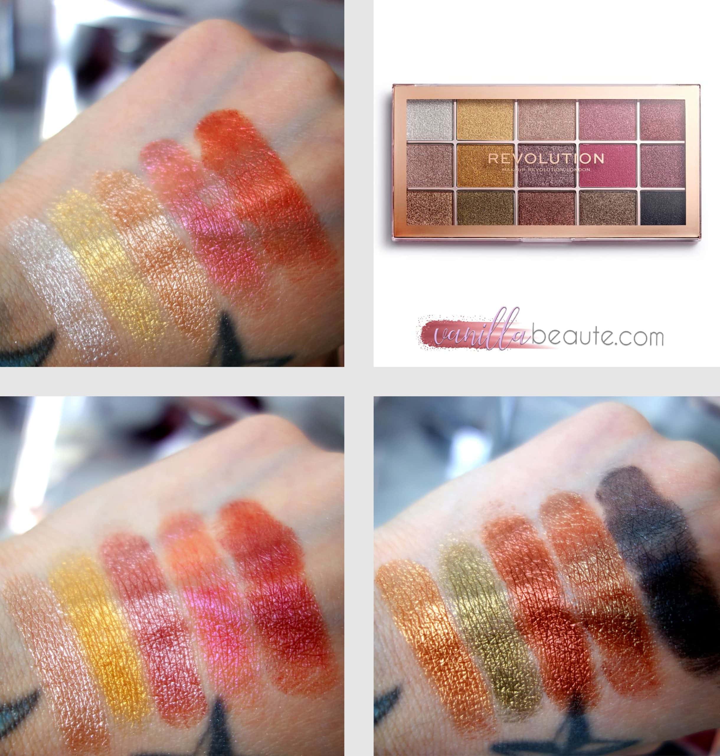 swatch de la palette revolution beauty foil frenzy