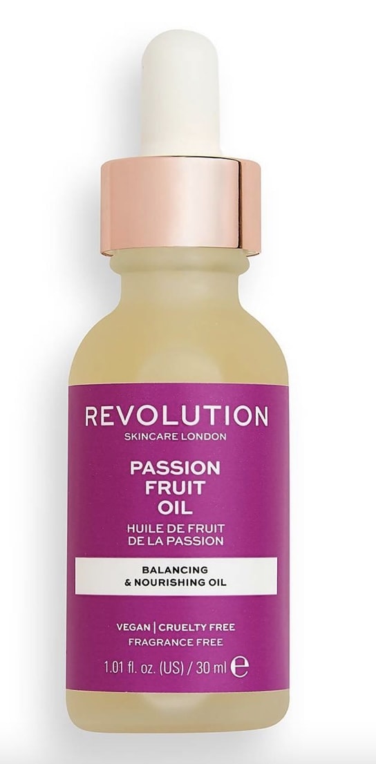 Rutina de cuidado para pieles secas Aceite facial Revolution Skincare Passion Fruit Oil