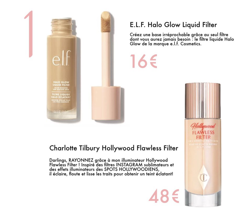 Dupe E.L.F Halo Glow Liquid Filter : Charlotte Tilbury Hollywood Flawless Filter